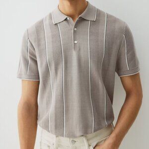 H&M Regular Fit Pointelle Knit Polo Shirt Size L (NWOT)